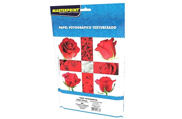 PAPEL FOTOGRÁFICO TEXTURA COURO GLOSSY BRANCO 200G/M² A4 20FLS - JATO DE TINTA  | MASTERPRINT