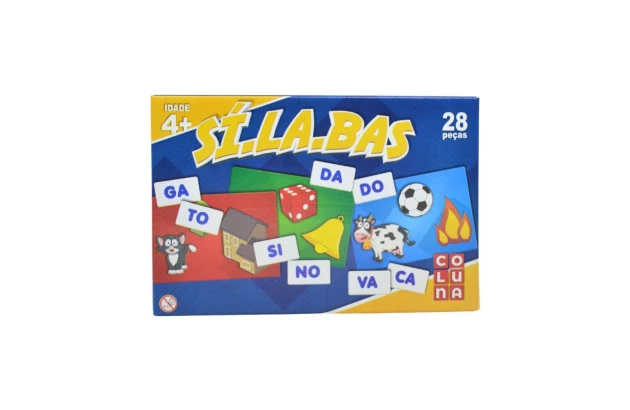 BRINQUEDO EDUCATIVO SILABAS 28 PEÇAS + 4 ANOS COLUNA