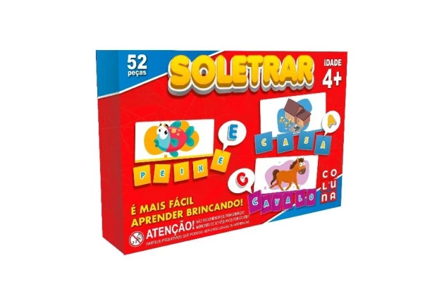 BRINQUEDO EDUCATIVO SOLETRAR 52 PEÇAS COLUNA
