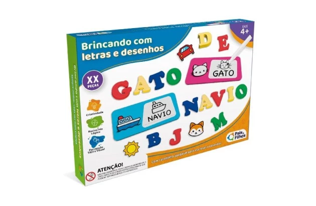 BRINQUEDO BRINCANDO COM LETRAS E DESENHOS + 4 ANOS PAIS E FILHOS