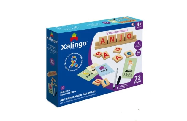 BRINQUEDO EDUCATIVO ABC MONTANDO PALAVRAS II 72 PEÇAS XALINGO - LINHA INCLUSIVA