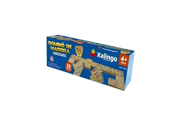 JOGO DOMINO TRADICIONAL EM MADEIRA 28 PEÇAS | XALINGO