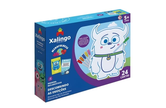 JOGO EDUCATIVO QUADRO PARA COLORIR DESCOBRINDO AS EMOÇÕES 24 CARTAS + 5 ANOS XALINGO - MINDFULNESS