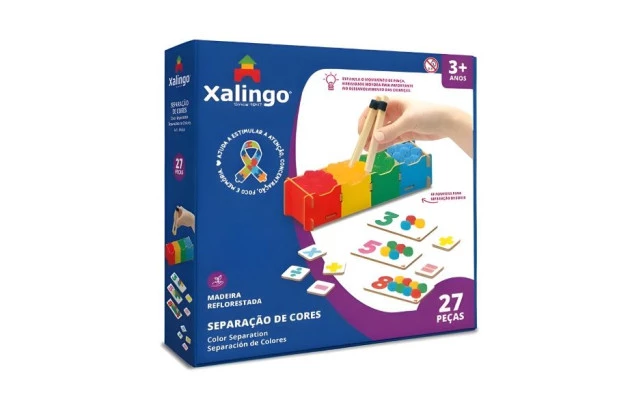 JOGO SEPARAÇÃO DE CORES 27 PEÇAS + 3 ANOS XALINGO - LINHA INCLUSIVA