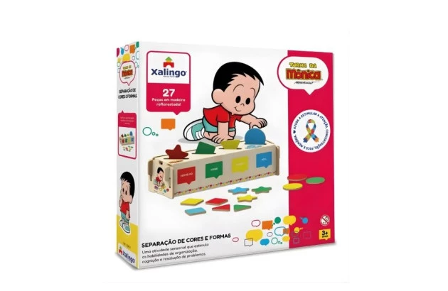 JOGO SEPARAÇÃO DAS CORES E FORMAS TURMA DA MÔNICA + 3 ANOS XALINGO