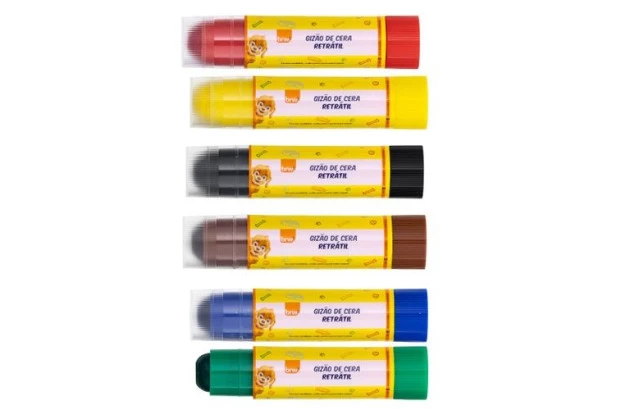 GIZ DE CERA RETRÁTIL 12 CORES VIBRANTES AQUARELÁVEL - LAVÁVEL, MACIO E ALTA COBERTURA | BRW GZ1204