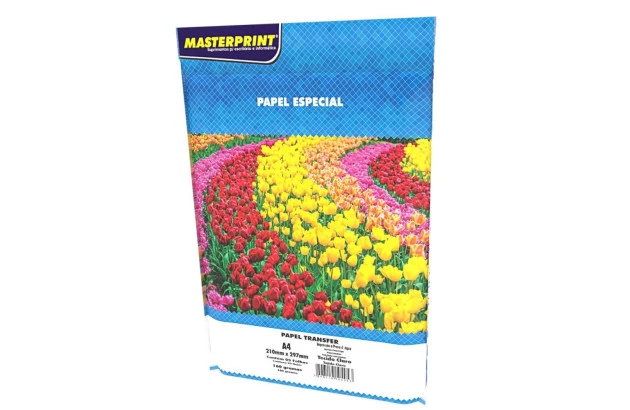 PAPEL TRANSFER  TECIDO CLARO 160G/M² A4 5FLS BRANCO GLOSSY PROVA D'AGUA JATO DE TINTA | MASTERPRINT