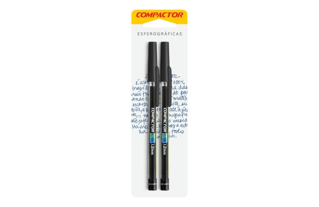 CANETA ESFEROGRAFICA 1.2 COMPACTOR 07B  BLISTER COM 2 PT/PT