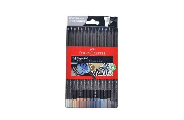 LÁPIS DE COR 15 CORES SUPERSOFT NEUTRAS ECOLAPIS FABER CASTELL