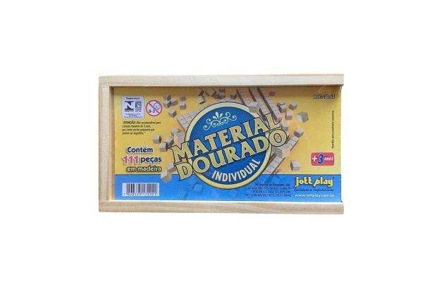 BRINQUEDO EDUCATIVO MATERIAL DOURADO 111 PEÇAS EM MADEIRA 30.65 JOTT PLAY