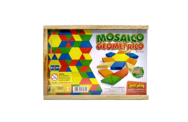 BRINQUEDO MOSAICO GEOMÉTRICO 100 PEÇAS MADEIRA 29.22 JOTT PLAY